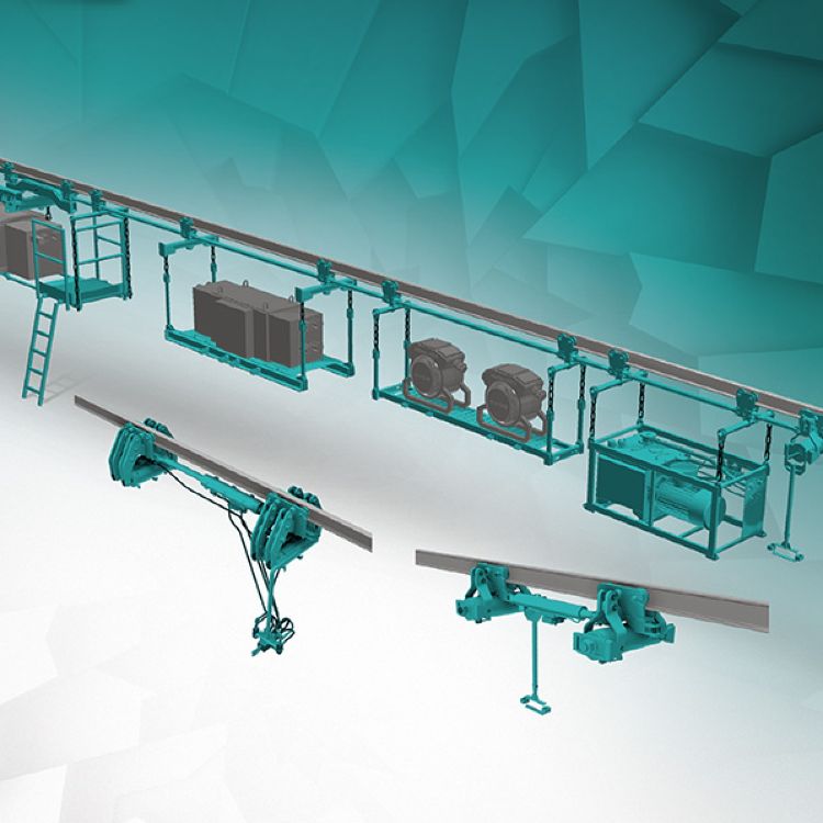 System of devices for suspending and shifting of electric and auxiliary equipment ANACONDA - SIGMA S.A.